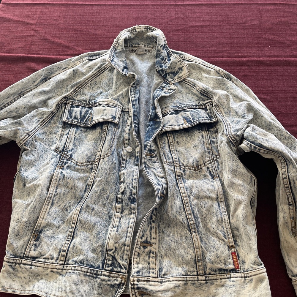 Jordache Men Stone Washed Vintage Denim Jacket Size Medium